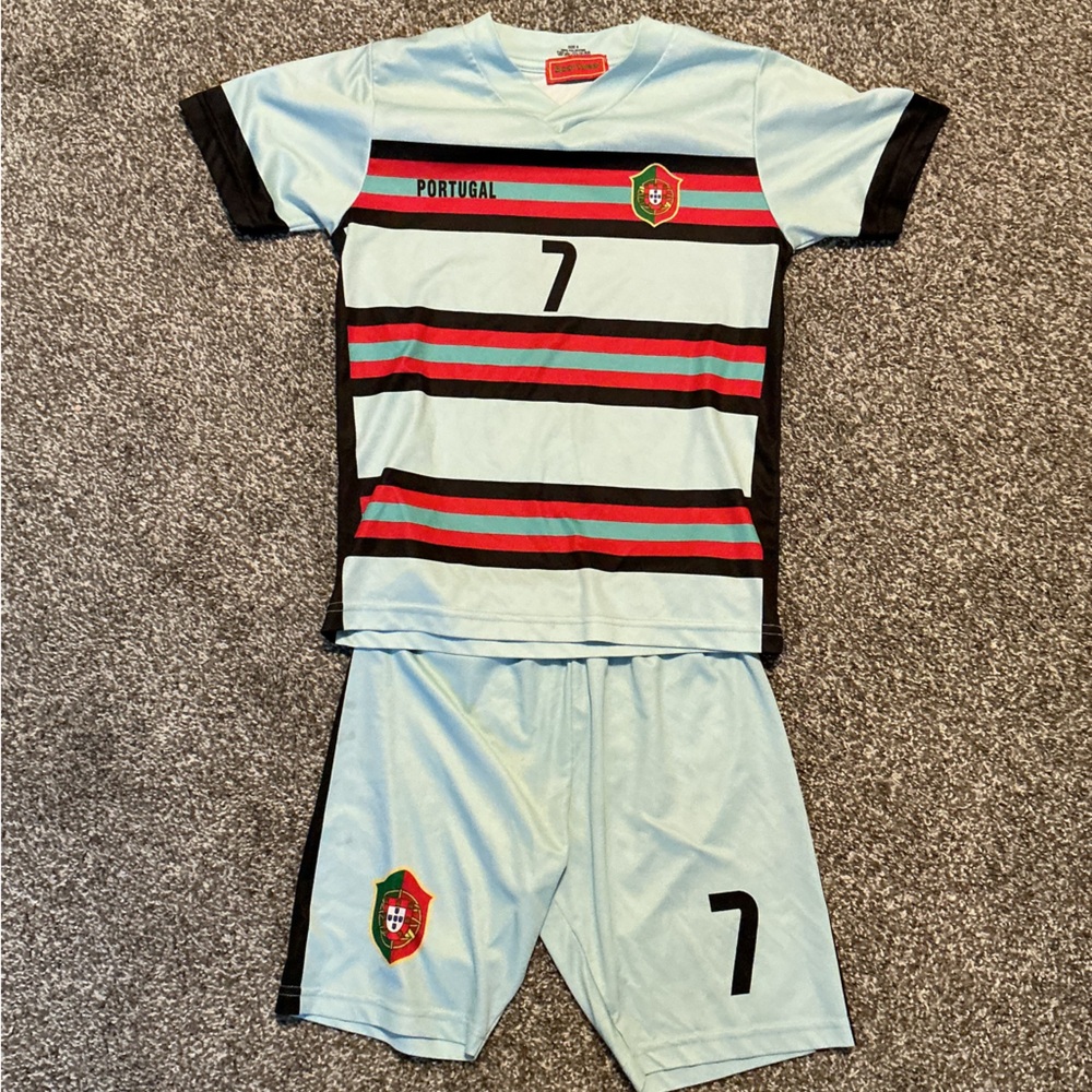 Light Blue Soccer Jersey and Shorts Set